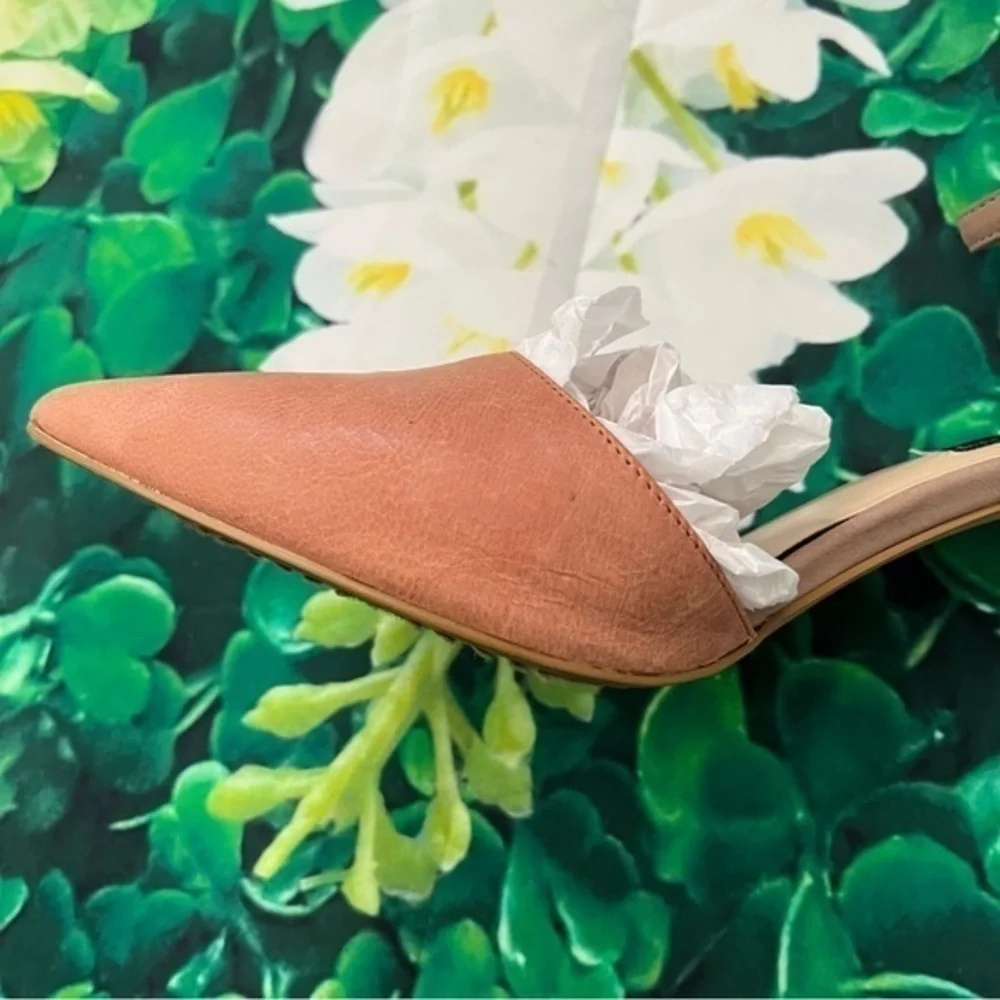 Steven By Steve Madden Anibell Peach Pink Leather Point Toe Heels Size 8.5